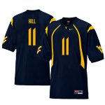 Men's West Virginia Mountaineers NCAA #11 Chase Hill Navy Authentic Nike Throwback Stitched College Football Jersey GN15P06OB